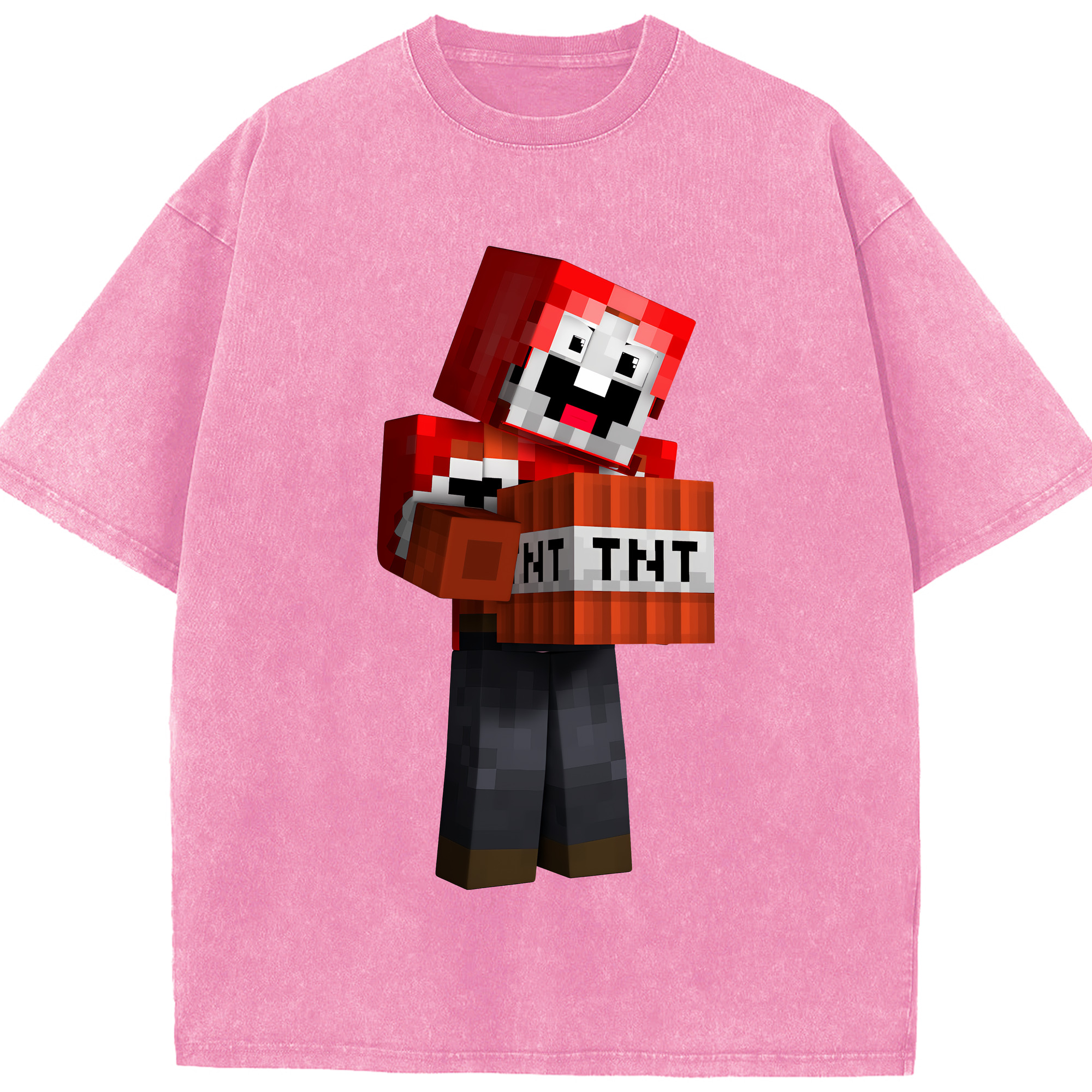 （画像用） マインクラフト ブロックの世界 Minecraft MC Block world 綿100% ヴィンテージ風 半袖Tシャツ（フロントプリント）